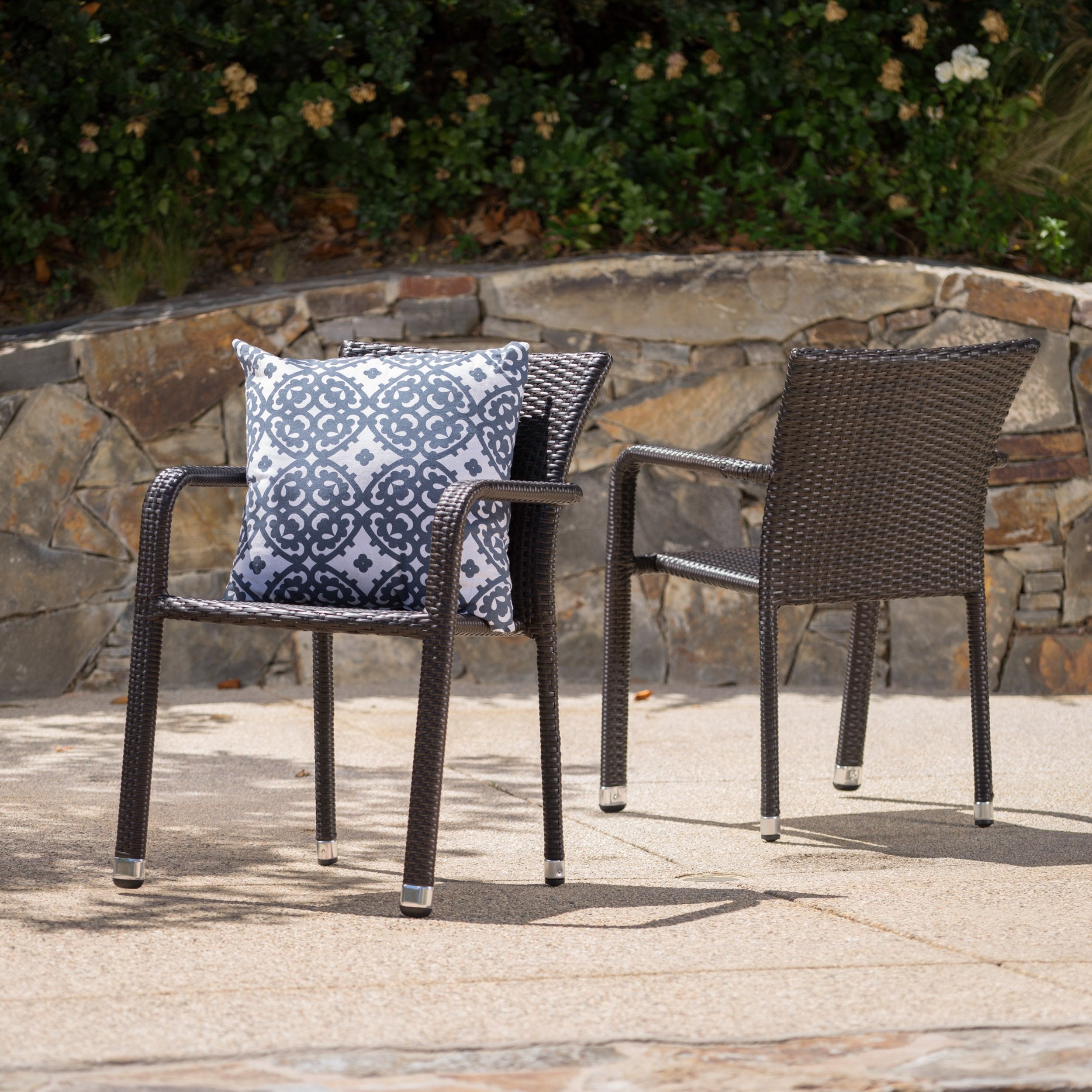 Outdoor Wicker Armed Aluminum Framed Stack Chairs Set Of 2 Nh33210 Noble House Furniture