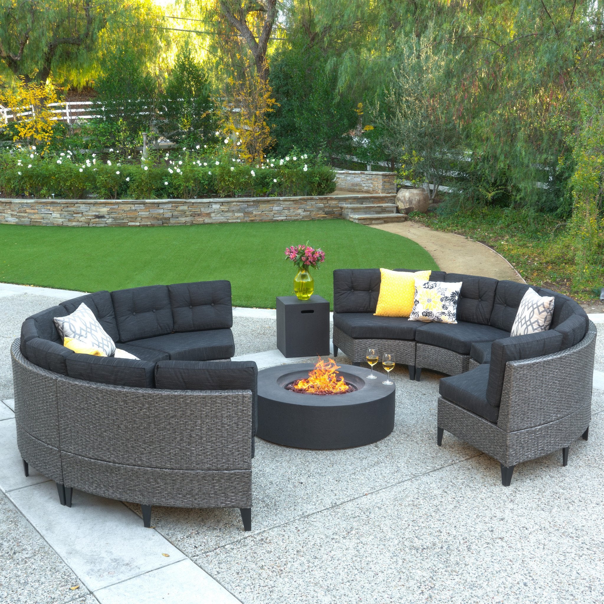 10pc Outdoor Fire Pit Sectional Sofa Set - NH488992 – Noble House Furniture