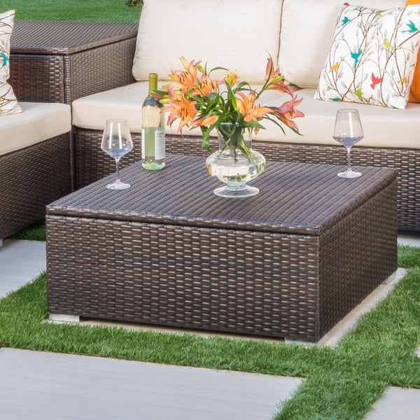 Outdoor Wicker Storage Coffee Table - NH136992 – Noble House Furniture