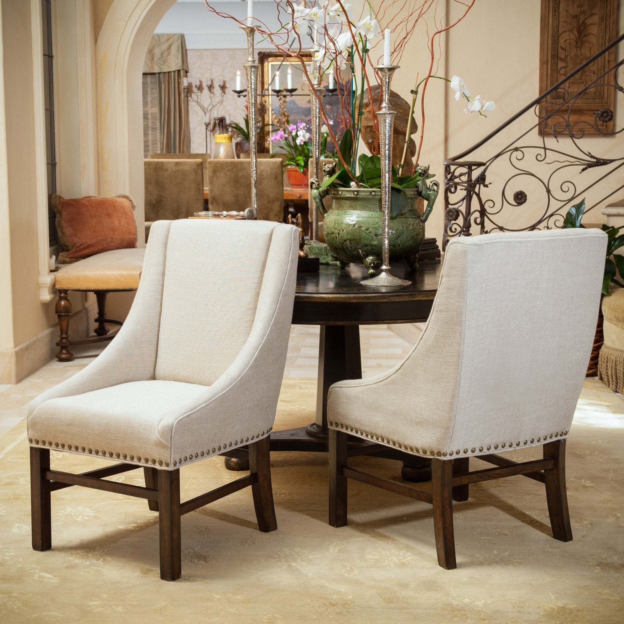 Fabric Upholstered Dining Chairs Set Of 2 Nh773592 Noble House Furniture