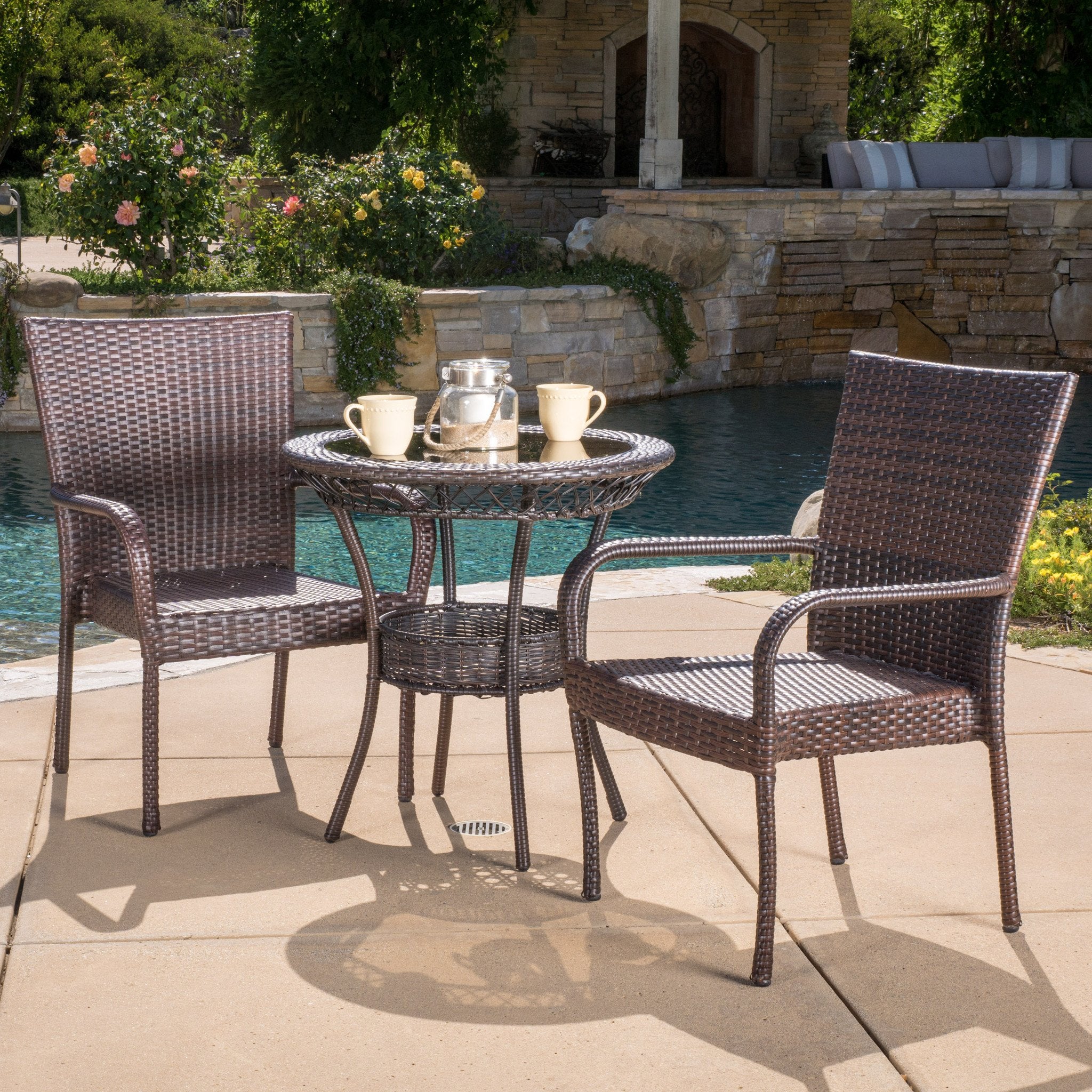 brown metal bistro set