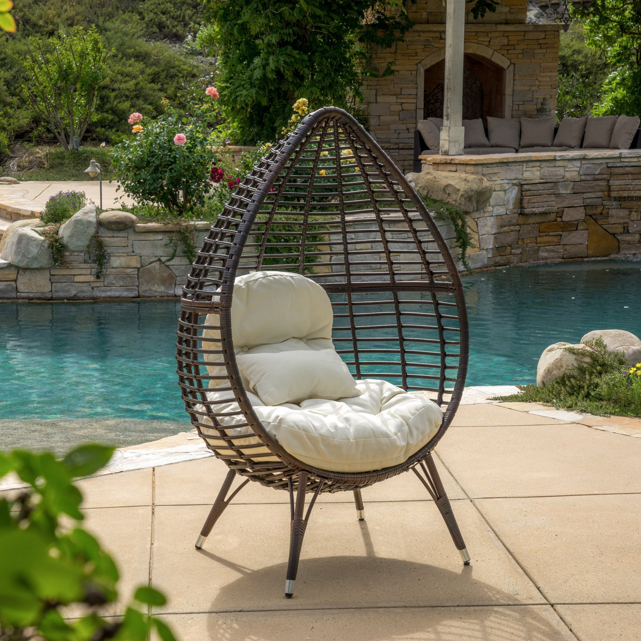 Outdoor wicker shop teardrop chair