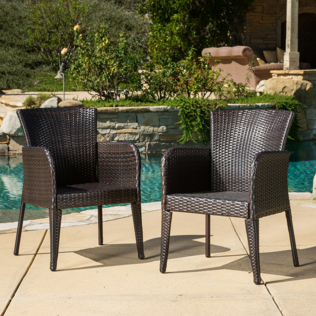 Outdoor Wicker Dining Chair Set Of 2 Nh849592 Noble House Furniture