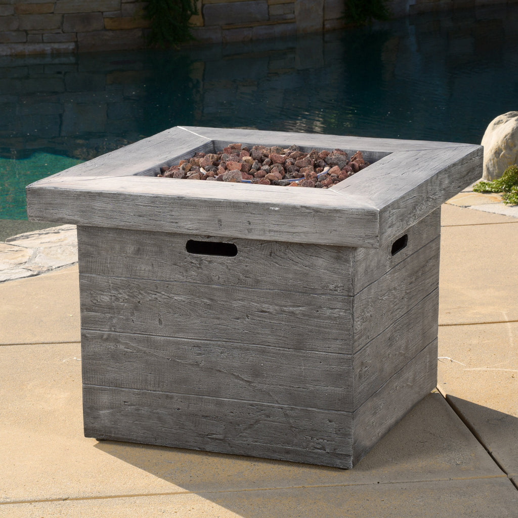 Outdoor 32 Inch Square Liquid Propane Fire Pit With Lava Rocks Nh585 Noble House Furniture 