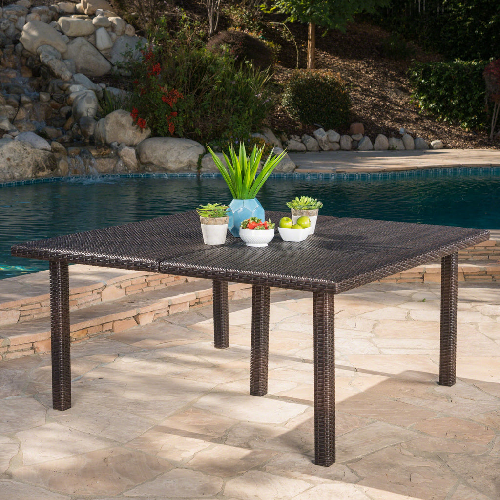 Outdoor 64 Inch Wicker Square Dining Table - NH898303 – Noble House