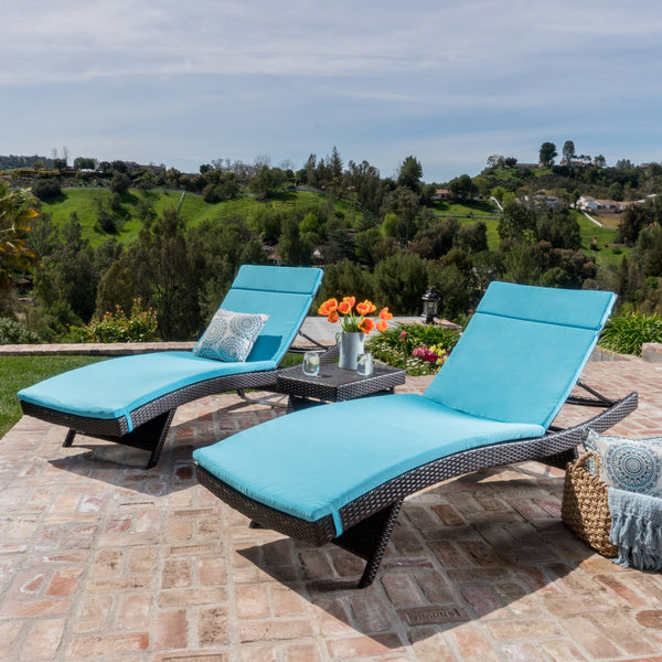 3pc Outdoor Wicker Chaise Lounge Chair & Table Set - NH190003 – Noble