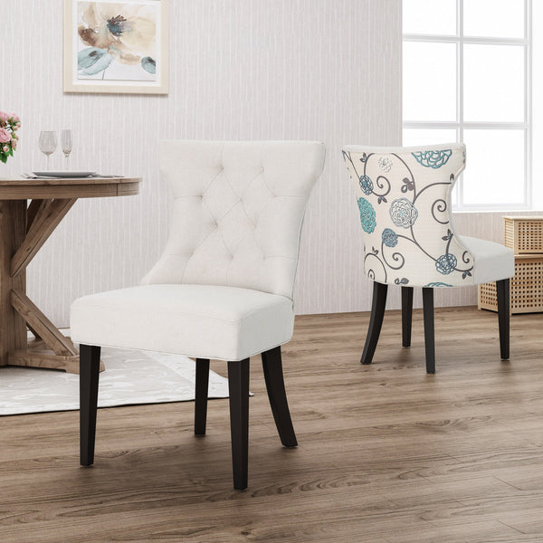 two tone fabric dining chairs