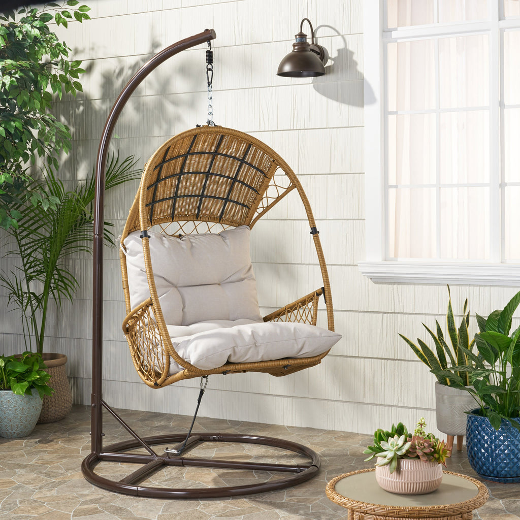 Outdoor Wicker Hanging Basket Egg Chair With Stand Nh168113 Noble