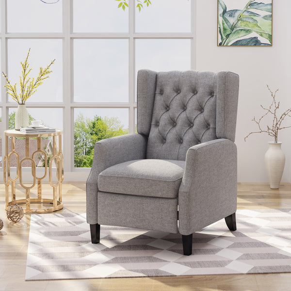 noble house craig beige fabric wing accent chair