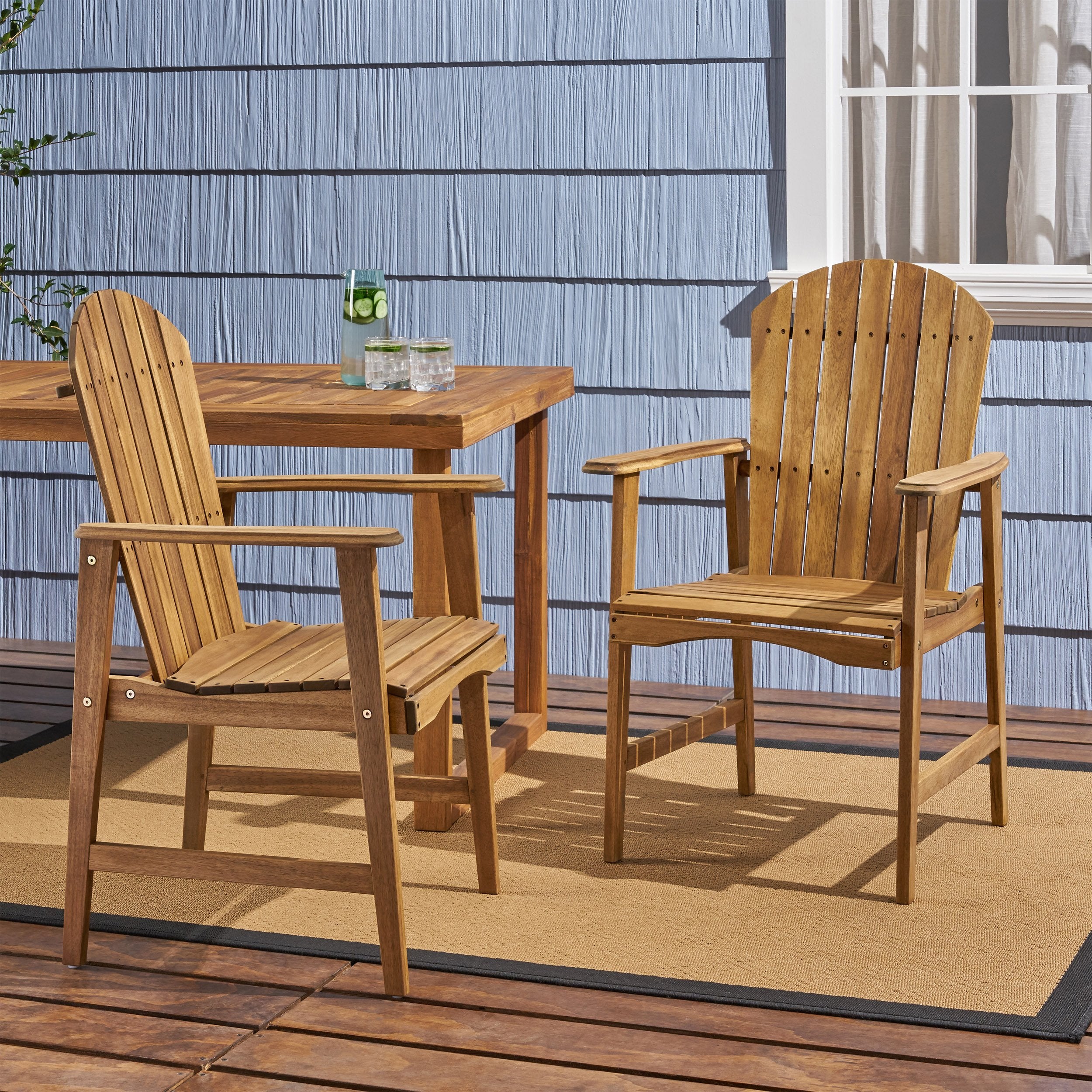 Outdoor Weather Resistant Acacia Wood Adirondack Dining Chairs (Set of