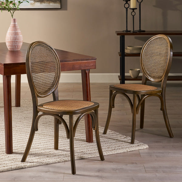 rattan and wood dining chair