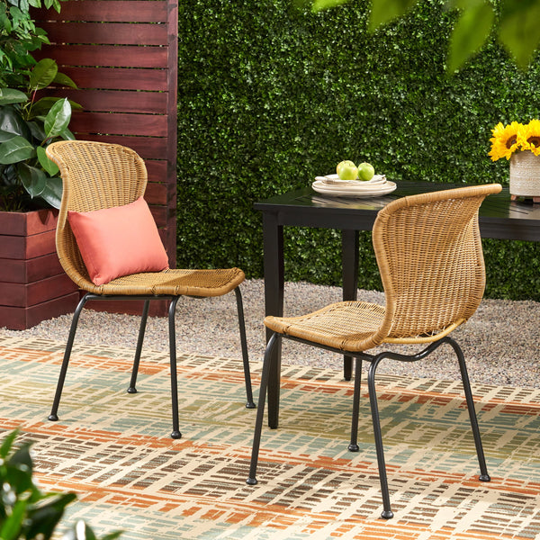 Outdoor Boho Wicker Dining Chair (Set of 2) - NH696113 – Noble House