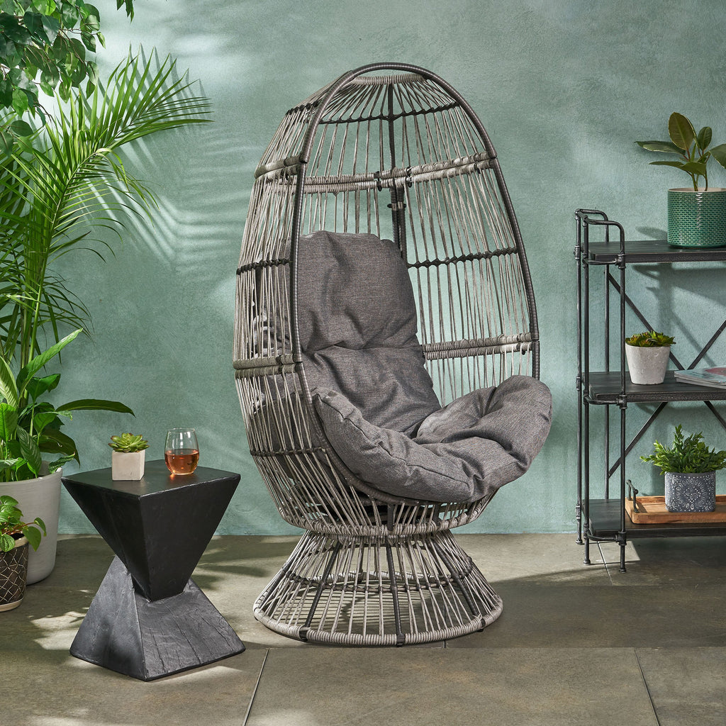 wicker swivel egg chair