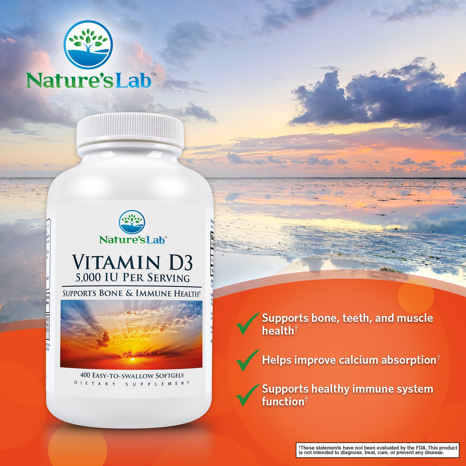 Vitamin D3 400 Softgels Natures Lab