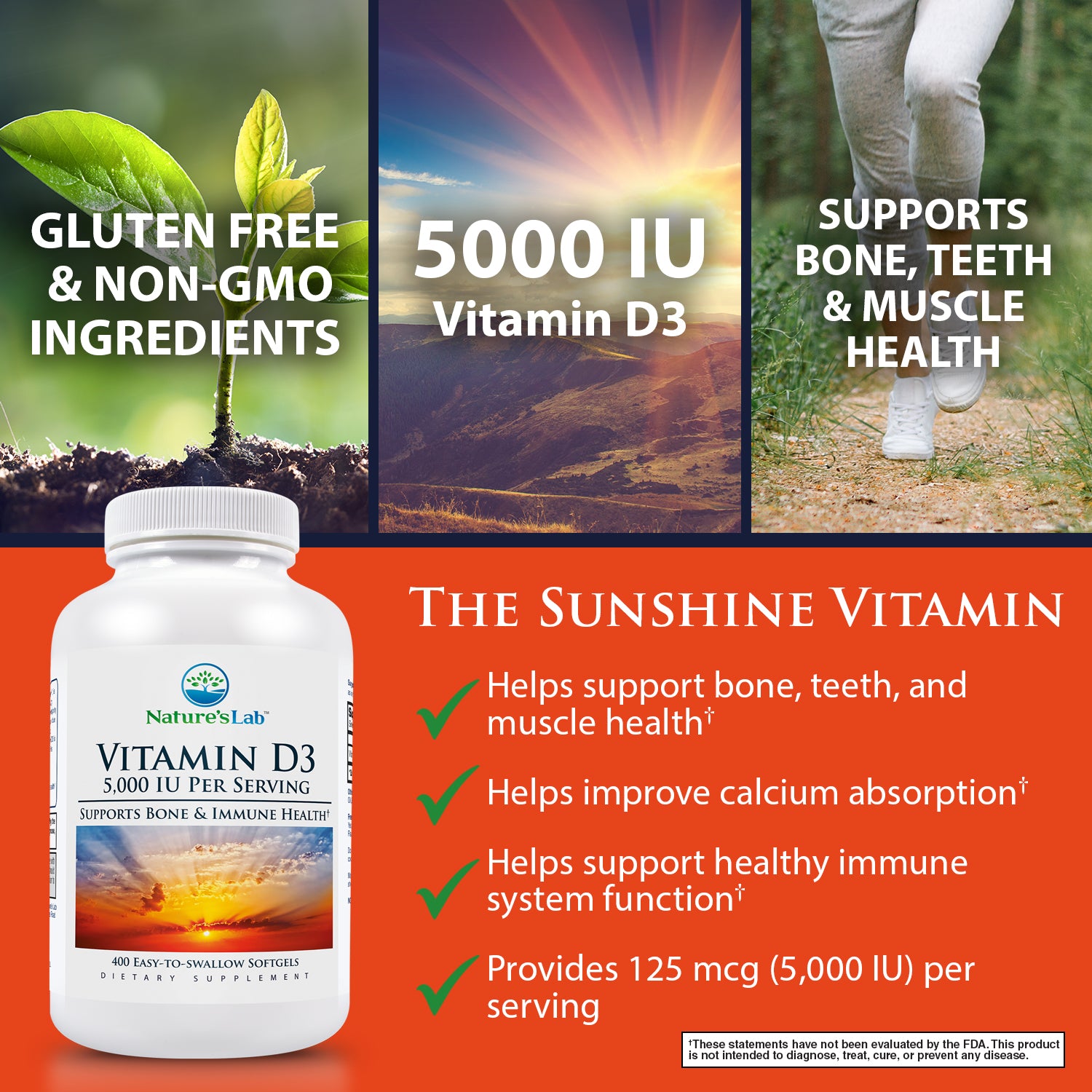 Vitamin D3 400 Softgels Natures Lab