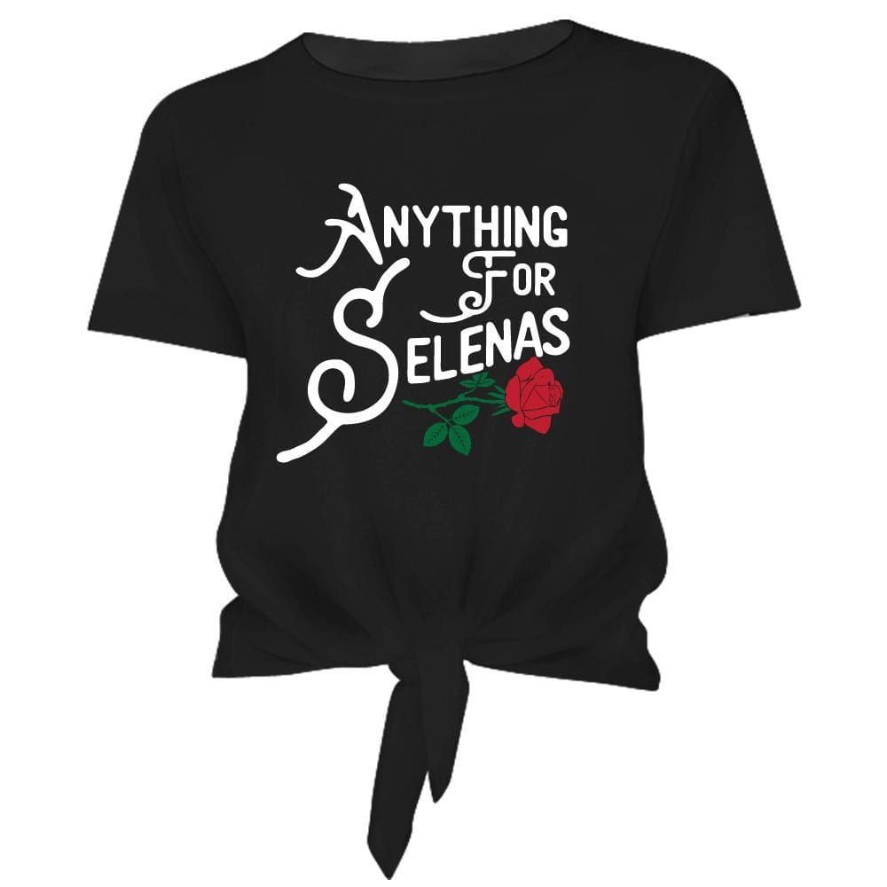 Selena Tie Front Womens Crop Tee anything for selena Black front tie j ...