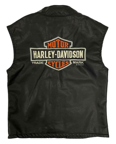 Harley-Davidson Little Boys' Embroidered Patches Snap Faux Leather Vest