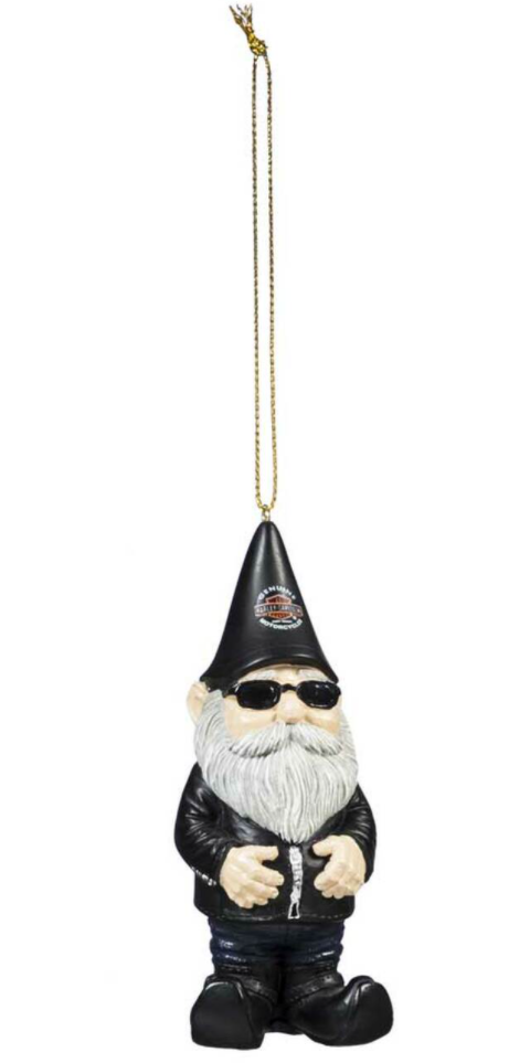 Sculpted Male Biker Gnome Hanging Ornament