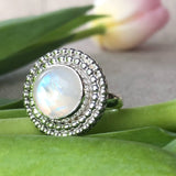 Rainbow Moonstone Diva Cocktail Statement Ring