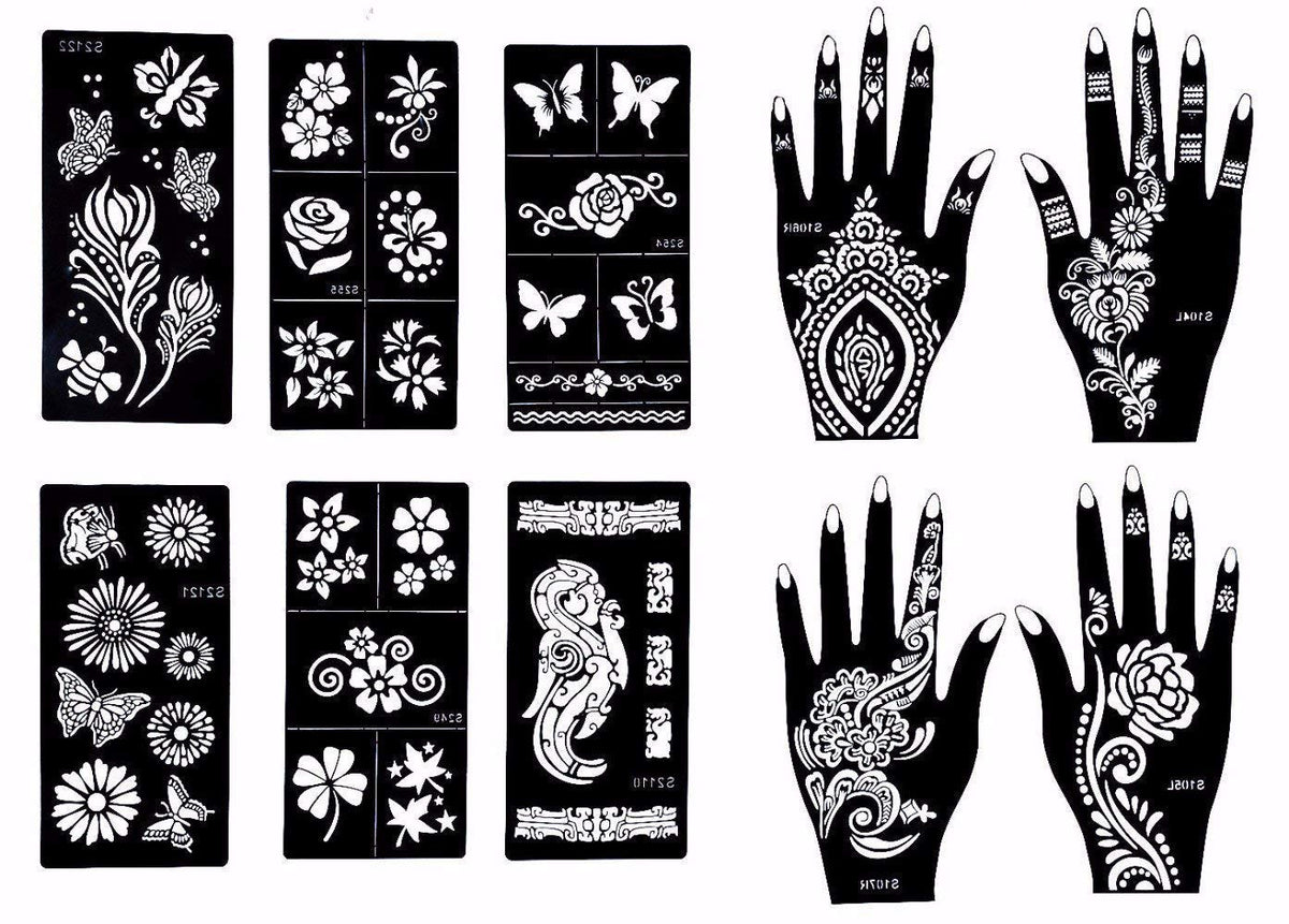 Stencils For Henna Tattoos 10 Sheets Self Adhesive Body Art Temporar Tempotats