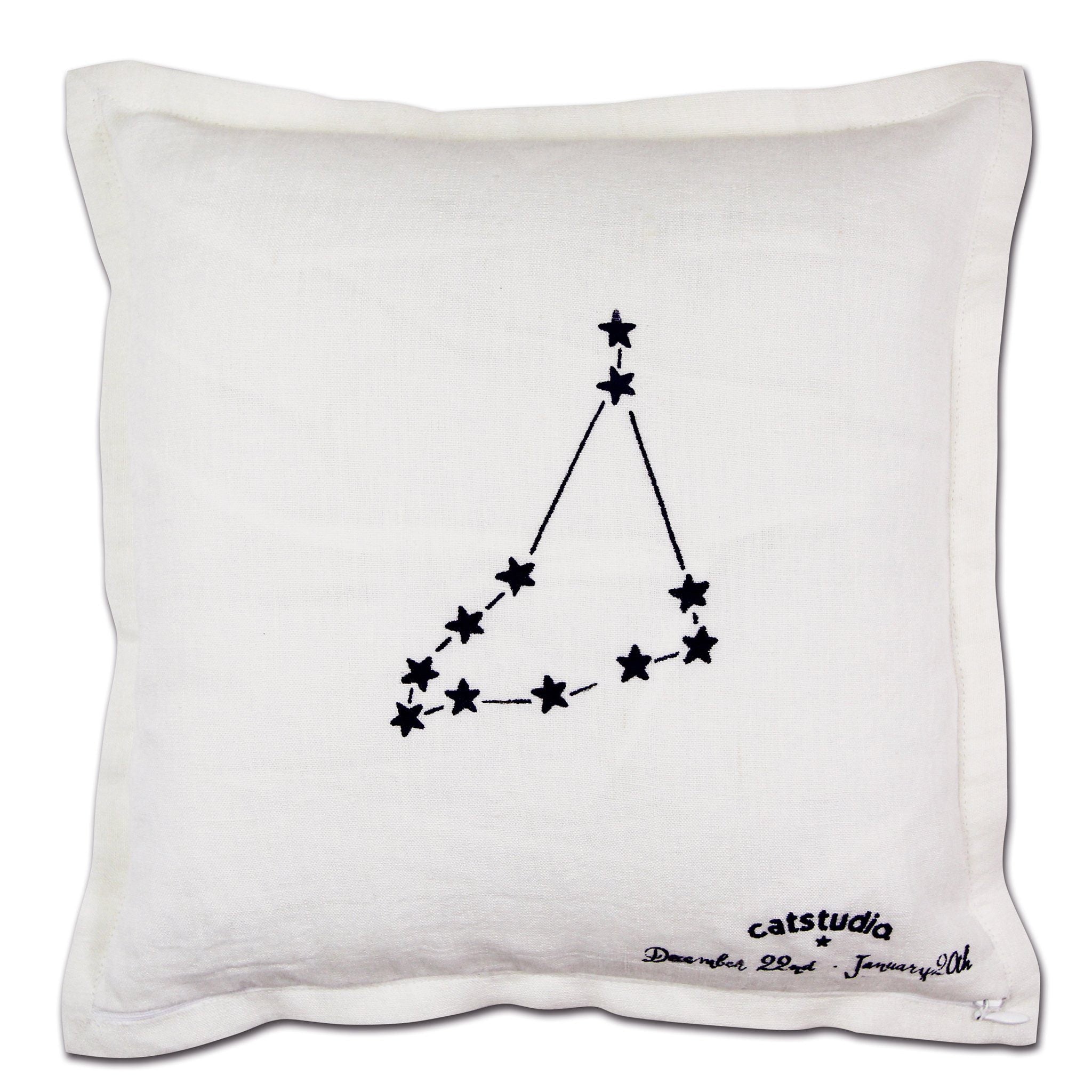 Capricorn Astrology Hand-Embroidered Pillow – English Traditions