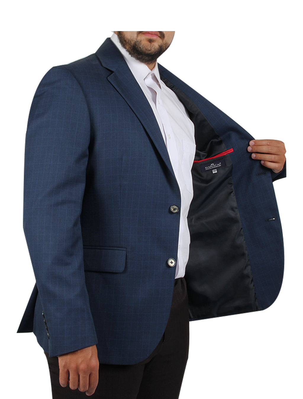 Saco de Vestir Corte Americano Azul Oscuro Cuadros – Mariscal Moda Hombre