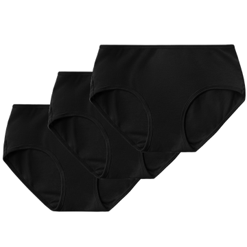 Black Mid-Thigh Length 3 Pack Underwear.