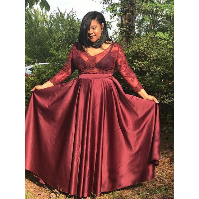 burgundy long gown plus size