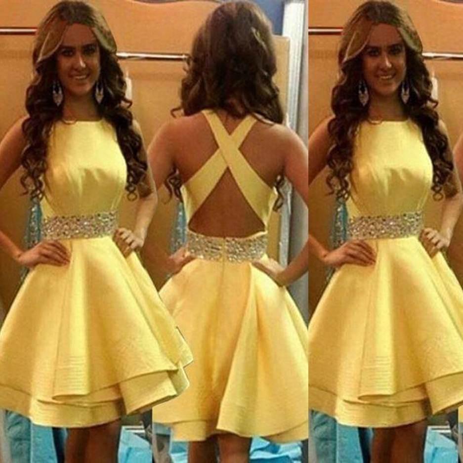 pretty yellow prom dresses