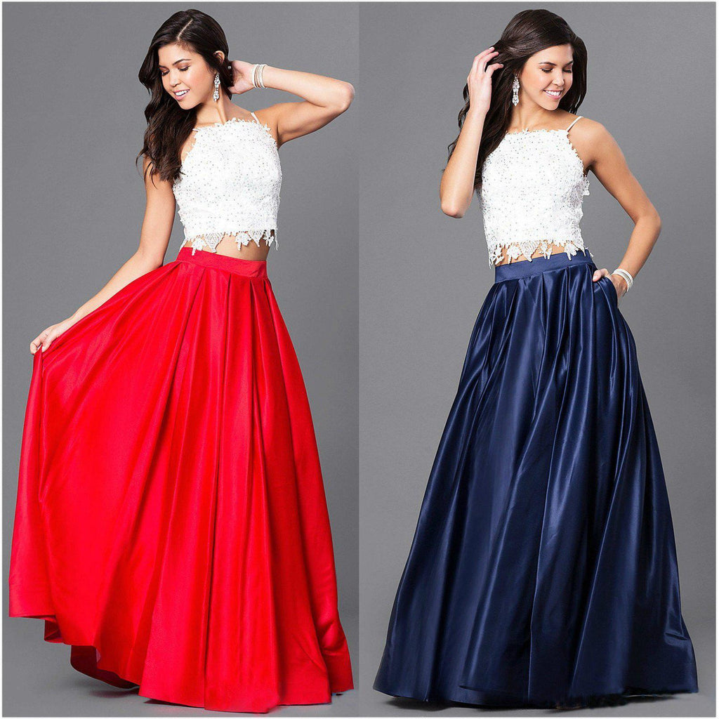 red and blue dresses