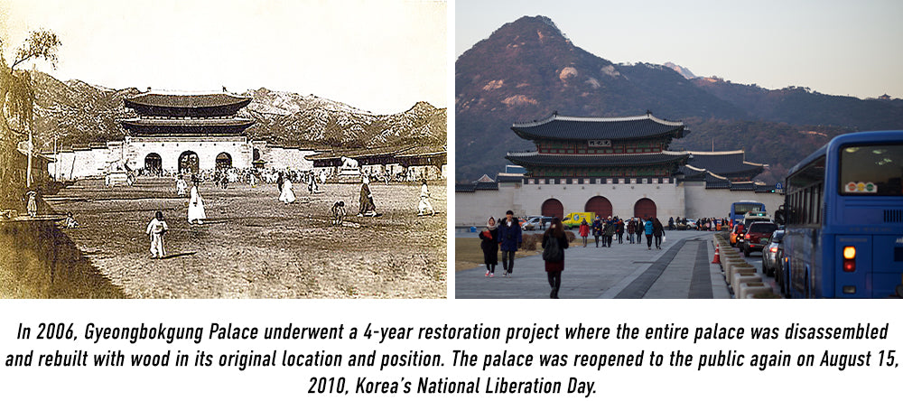 In 2006, Gyeongbokgung Palace underwent a 4-year restoration project where the entire palace was disassembled and rebuilt with wood in its original location and position. The palace was reopened to the public again on August 15, 2010, Korea’s National Liberation Day.