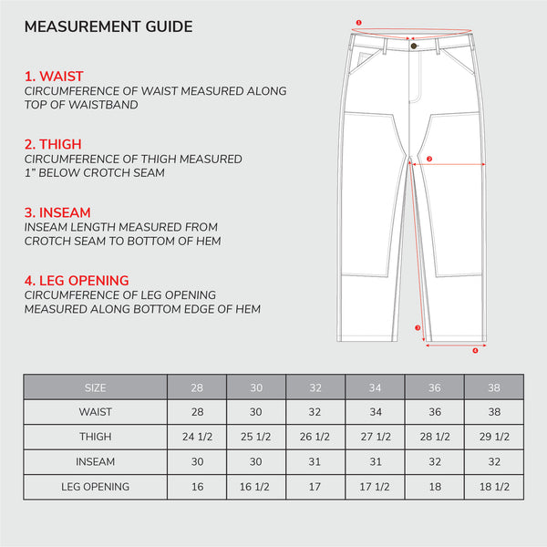 DOUBLE KNEE PANT SIZE CHART – VICTORIA HK