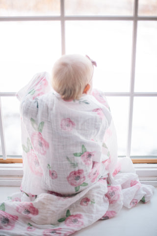 Floral Muslin Blanket hope feathers