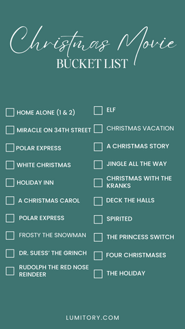 Christmas movie bucket checklist. www.lumitory.com