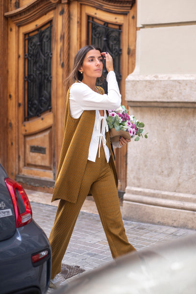 Conjunto de 3 piezas de punto para mujer otoño invierno largo