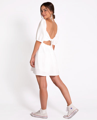 Short White Open Back Dress