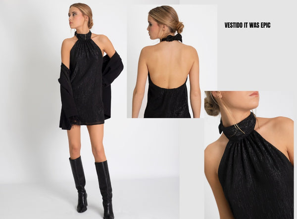 Vestido de Gasa Negro para Fiesta