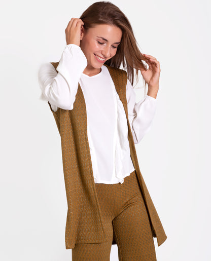 Women's Long Waistcoat Ochre | Casual Collection THE-ARE