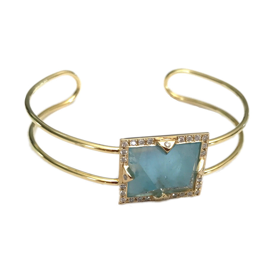 Blue Aquamarine Cuff Bracelet