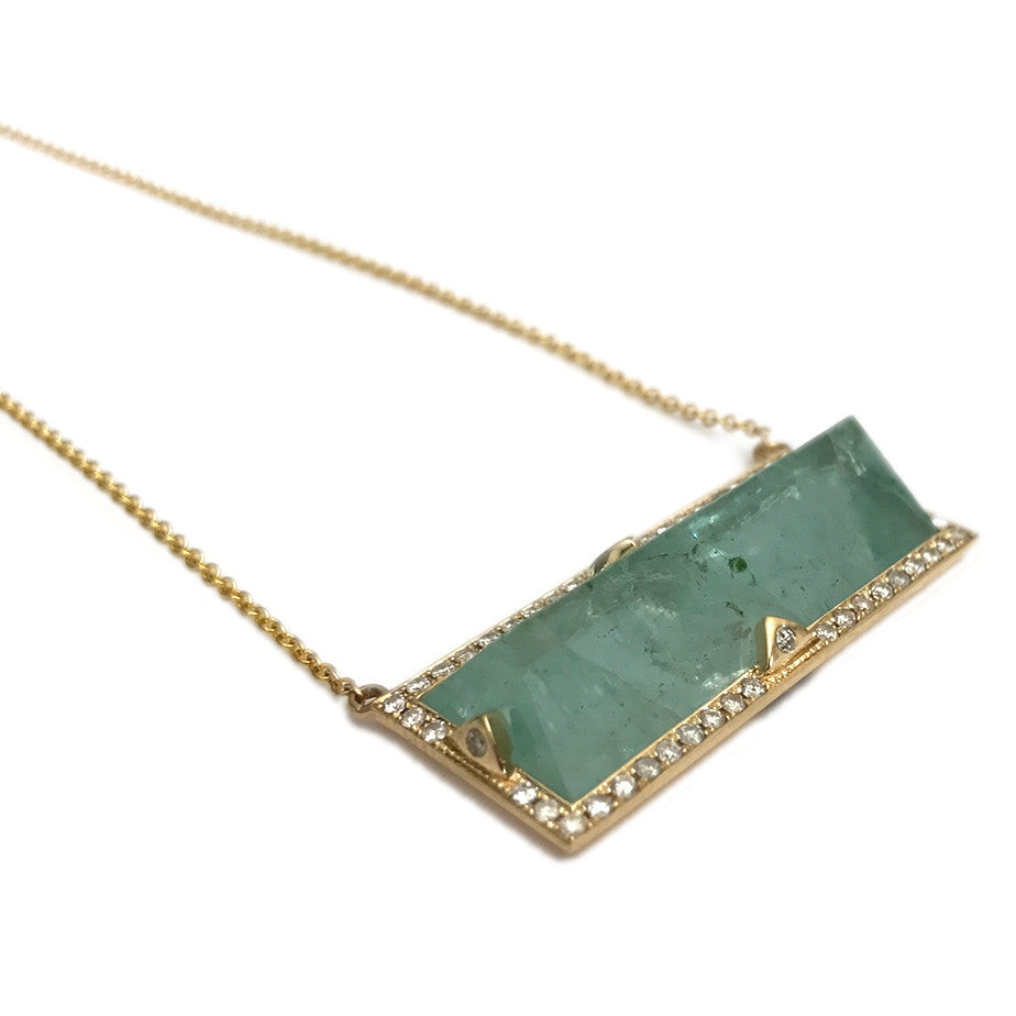Green Aquamarine Rectangle Necklace