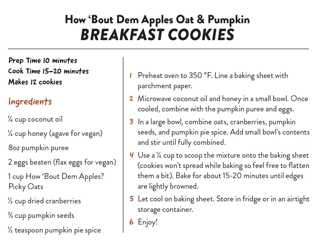 Pumpkin Breakfast Cookies with How Bout Dem Apples - Picky Bars