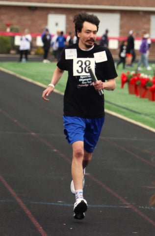 Andrew running hard in the Special Olympics