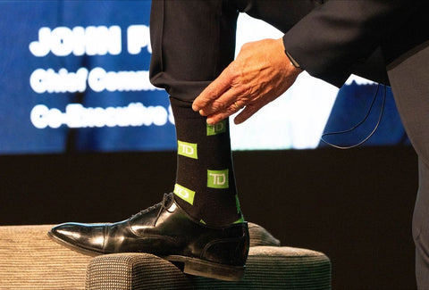 Showing off the TD Bank socks