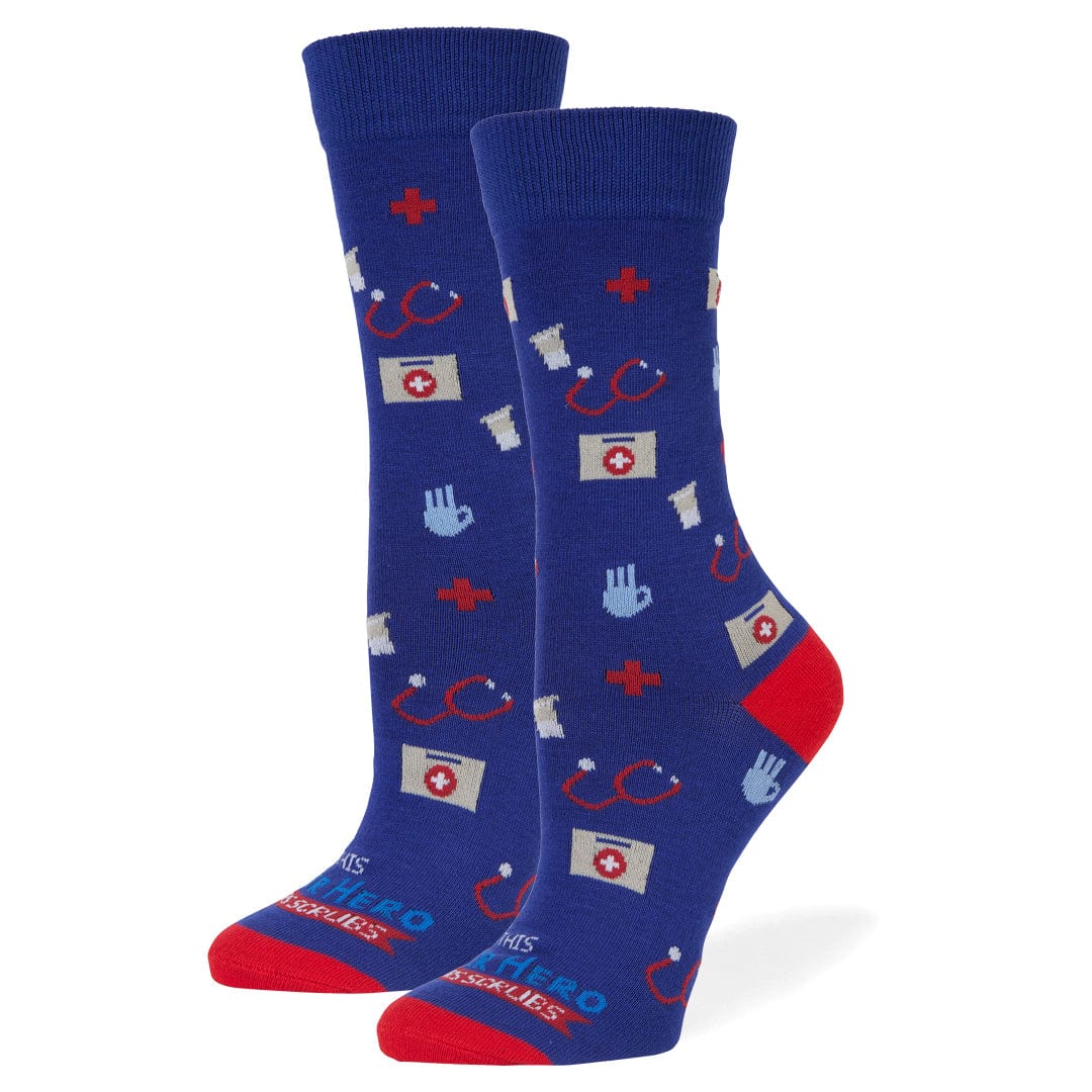 This Superhero Wears Scrubs Sock | Healthcare Charity Socks - Navy ...
