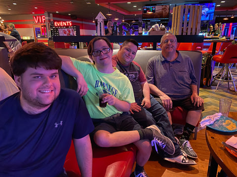 Bowling night with Patrick, Mark, John, and Gary