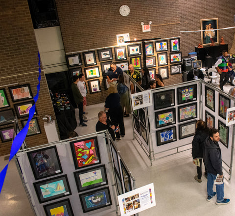 Aerial view of art on display at Art Ability