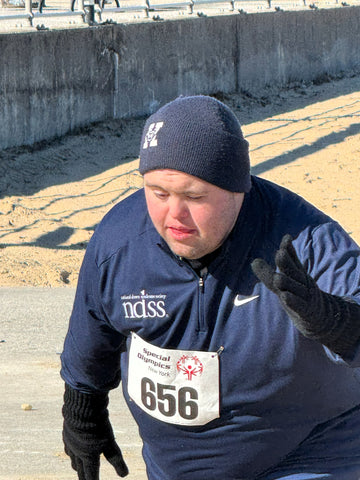 John getting ready to run in the Special Olympic Snowshoe Meet