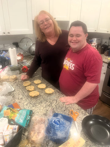 John making cookies with his Mom