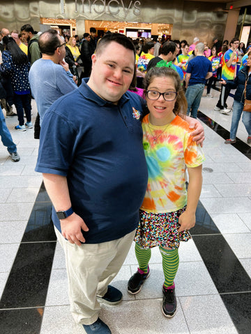 John with a fan at World Down syndrome day event 
