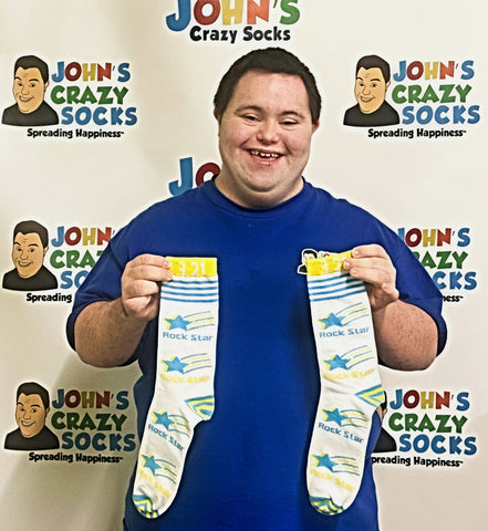 John with World Down Syndrome Day Socks